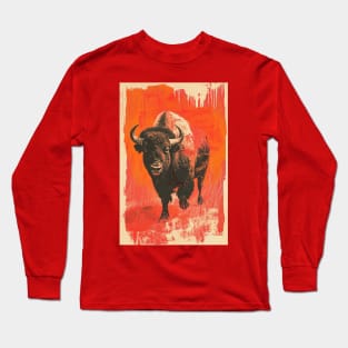 Yellowstone National Park Buffalo Vintage Travel Poster Long Sleeve T-Shirt